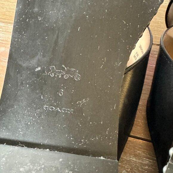 COACH Hailey Black Leather Bead Chain Studded Slide Sandals - US 6 - Picture 10 of 16